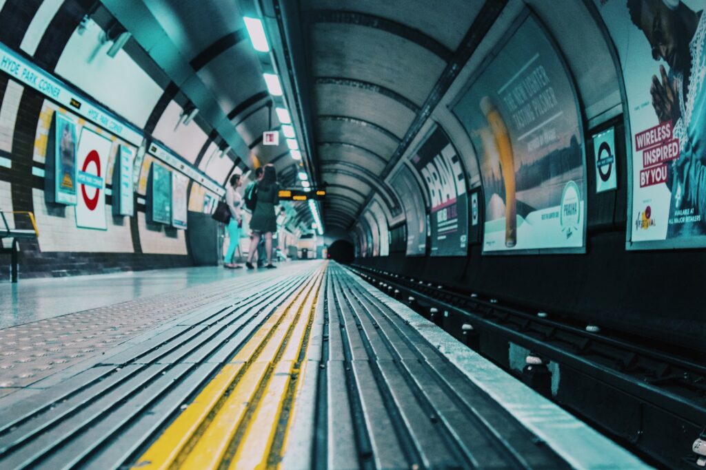 London tube platform from a low angle