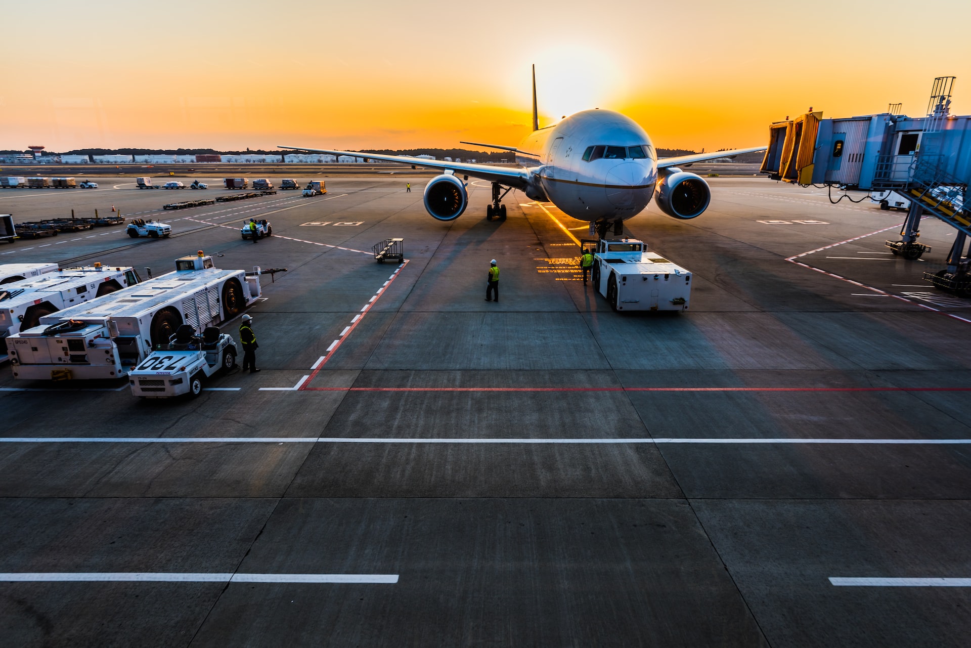 London Gatwick Airport LGW Plane stand sunrise