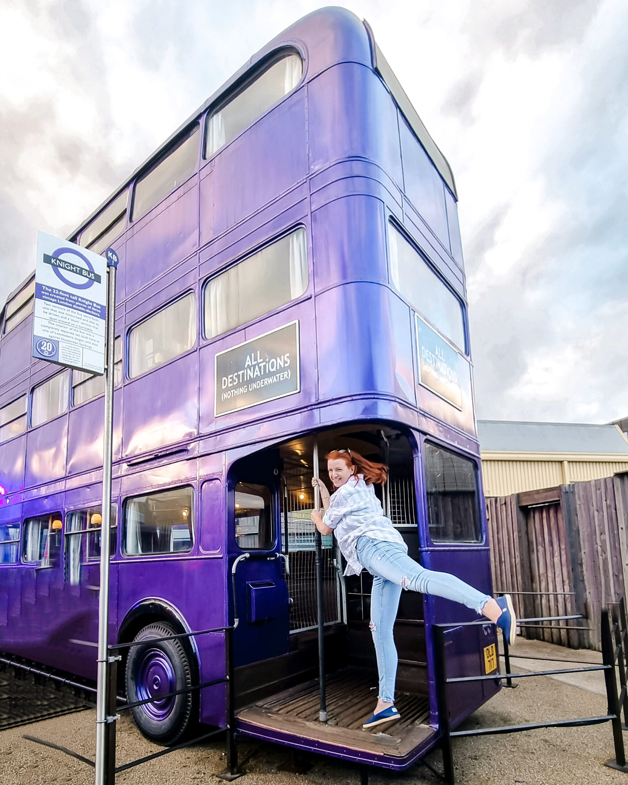 Woman on Knight Bus in Harry Potter Warner Bros Studios London